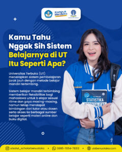 Mahasiswa belajar dari rumah dengan laptop – kuliah online fleksibel Universitas Terbuka untuk seluruh Indonesia